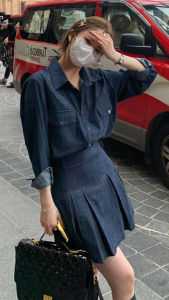 Bộ Đồ Denim Phong Cách Hàn Quốc Thời Trang Thu Đông Bộ Đồ Nữ Tính Hợp Thời Trang Trẻ Trung Giảm Tuổi Bộ Đồ Cotton Chất Lượng Cao Cấp