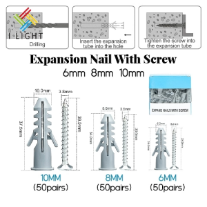 (Fast Delivery)Per Box(50Pairs) 6mm/8mm/10mm Heavy-duty Tox with screw/Expand nails with Screw