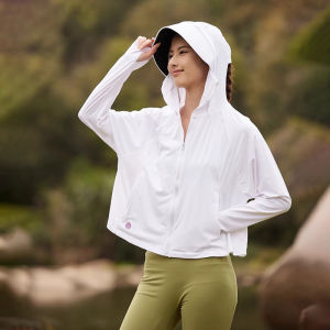 miiow | Womens Summer New Ice Silk Loose Breathable UV Protection Clothes Cat Person Brand Nylon Spandex Blend Long Sleeve Hooded Jacket