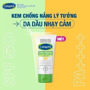 Kem chống nắng dưỡng ẩm 2in1 cho da thiên dầu nhạy cảm Cetaphil Daily Defense Cream SPF50 50G