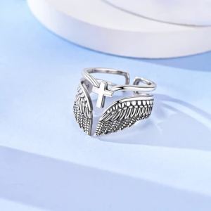 Nhẫn Bạc 925 Sterling Hình Cánh Chim Kiểu Dáng Punk Có Thể Điều Chỉnh Món Quà Trang Sức Dự Tiệc Dành Cho Nữ