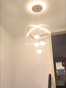 2026 New Modern LED Pendant Light Hanging Ceiling 38cm 43cm 50cm Lamp Ceiling Light Rings Circle Chandelier Loft Decor Round Gold for Home Lighting and Decoration
