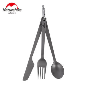 NatureHike Outdoor Lightweight Titanium Cutlery 3-IN-1 Portable Tableware Travel Meal Knife Spoon Fork NH19T011-D