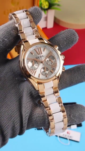 Paket Box Exclusive + Paperbag / Jam Tangan Guou Bulat Romawi VA-798SRA / Jam Tangan Fashion Wanita Tali Rantai Diameter 4 cm