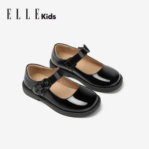Elle Kids Princess Style Soft Bottom Leather Shoes for Girls Black Genuine Leather Student Single Shoes Comfortable Spring Autumn