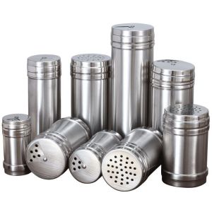 Stainless Steel Seasoning Tank Bottle Combination Set Seasoning Bottles Jars Kitchen Barbecue Sprinkling Box Sesame Chili Powder Flavored Salt Seasoning Jar