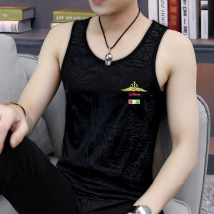 Authentic Kunming Sweat Vest for Men Camisole Tank Top with Black Ice Silk Inner Wear Slim Fit Seamless Clavicle Round Neck