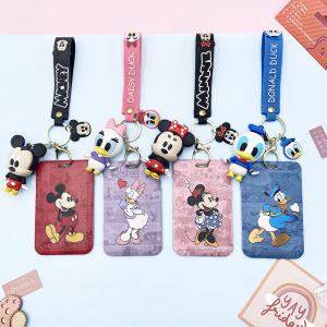 Cute Mickey Minnie Couple Student ID Credit Card Holder Bus Card Case Access Card Cover