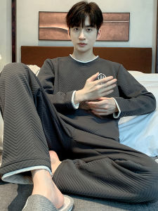 Mens Sleepwear Thickened Pure Cotton Air Cotton Layered Casual Large Size Overhead Home Clothes Can Be Worn outside in Autumn And Winter