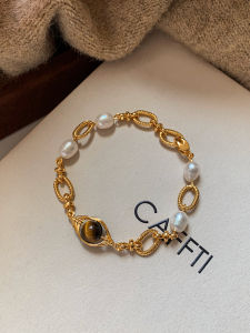 CAFFTI | Freshwater Pearl and Tiger Eye Bracelet