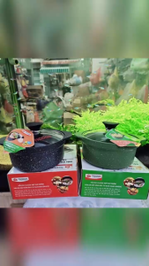 Nồi Thố Đúc Vân Đá Hàn Quốc hợp kim nhôm TICOOK - nắp kính và dùng được bếp từ.