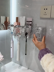 Sincecu water ripple Cup Toothbrush Holder Tooth Cup Bathroom Organize Mouthwash Cup Wall-mounted