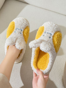 Dép Bông Mùa Đông Ấm Áp Dễ Thương Cho Nam Và Nữ Trong Nhà Chống Trượt Đế Bằng Đế PVC Thoải Mái Cho Thanh Thiếu Niên