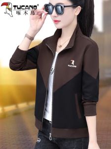 TUCANO Brand Early Spring Casual Sportswear Womens Short Jacket Spring New Style Open Cardigan Sweatshirt Cotton Polyester Blend