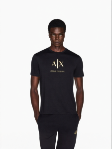 Armani Exchange | Cotton Crew Neck Short Sleeve Embroidered Color Block Mens T-Shirt