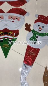 Balon Foil Pentungan Motif Natal Balon Tongkat Panjang Dekorasi Natal Santa