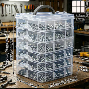 1pc Stackable Plastic Hardware Storage Box Multi-Layer Screw Bolt Parts Sorting Box Portable Handheld Desktop Parts Storage Box