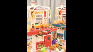 ชุดห้องครัวเด็ก 31 ชิ้น ชู้กับเตาแก๊สพร้อมเสียงและแสง ของเล่นจำลองการทำอาหารในครัว