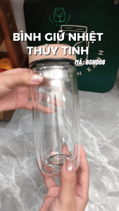 Bình giữ nhiệt Thủy Tinh Hai Lớp Nắp Inox Phối Da Màu Be Đựng Thức Uống - 500ml [ BGN008 ]