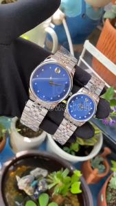 Đồng Hồ Nam Nữ Cặp Đôi MOVA Cọc Số Đính Đá Dây Thép Kính Sapphire Size 30mm 40mm Chuẩn Máy Quartz Nhật MVD