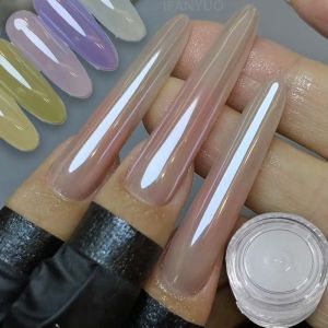 Nail Mirror Aurora Glitter Crystal Powder Bright Moonlight Pearl White Buffing Powder for DIY Manicure Highlight Shimmer Dust