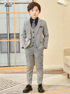 Elegant Boys Three-Piece Suit Set Birthday Host British Style Jacket And Pants Ensemble Childrens Formal Wear for Ages 2-14