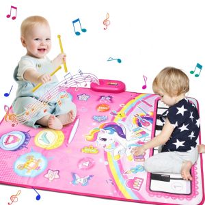 90x70cm Baby Musical Piano Mat Instrument Keyboard & Jazz Drum Playmat Early Educational Toys for Children Gifts