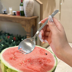 Famous Internet Eating Watermelon Spoon Special Fork Spoon Integrated 316 Stainless Steel for Dining Table Cutlery Set
