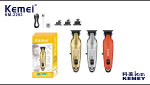 Kemei | Kemei KM-2293 DLC T-Blade Professional Finishing Machine Zero Gapped Clipper USB LED Display Full Metal Hair Trimmer Machine