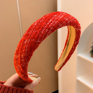 ที่คาดผมถักสีแดงแบบยูนิเซ็กซ์สำหรับวันคริสต์มาสและปีใหม่ ที่คาดผมทรงสูงแบบอเนกประสงค์ เครื่องประดับผมสไตล์หวานๆ สำหรับผู้หญิง