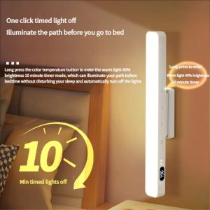 LED Table Lamp Magnetic Hanging USB Rechargeable Desk Lamp 3/5 Color Reading Light Dimmable Cabinet Closet Wardrobe Night Light
