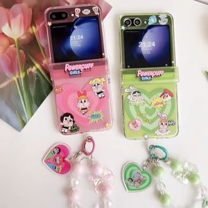 เคสโทรศัพท์มือถือ Samsung Galaxy Z Flip6 Flip5 Flip4 เคสพิมพ์ลาย Powerpuff Girls