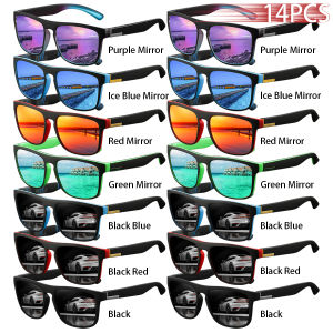 14PCS Fashion Vintage Colorful Decoration Sunglasses Men Women Fishing Driving Luxury Brand Designer Sun Glasses Eyewear UV400