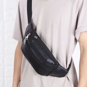 Large Waist Bag 100% Genuine Leather Belt Bags | Men and Women Large Capacity Sling Bag Cowhide Chest Bag Wallet