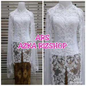 set kebaya akad nikah putih moderen