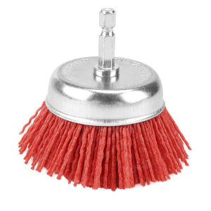 SIFANG 75mm Nylon Cup Brush Wood Polishing Wire Wheel Brush With Hexagonal Shank Abrasive Rust Removal Drill Rotary Tool Brush