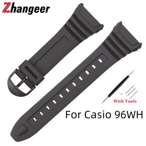 Zhangeer Dây đeo đồng hồ cao su silicon 18mm cho Casio W 96h W-96H-1AV W-96H-9AV Phụ Kiện Vòng tay thể thao TPU thông dụng Bền Chống Thấm Nước kèm dụng cụ