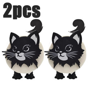 1/2Set Cute 3D Printed Black Cat Roll Holder Cat Toilet Bathroom Roll Paper Storage Rack Fun Black Cat Bathroom Decor Set