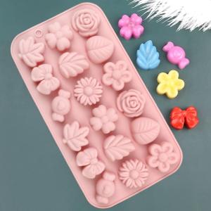 TBRBG 18Holes 3D Silicone Mold Daisy Tulip Flower Design Jelly Ice Pudding Soap Fondant Chocolate Cake Decorations Baking Tool Leaf