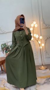ONESET OVERALL MODEL 2in1 BAHAN CRINKLE TERMURAH TERBARU TERLARIS FASHION MUSLIM