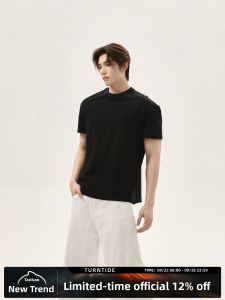 Turn Tide Casual Loose Fit Cotton T-Shirt round Neck Short Sleeve Breathable Summer Top for Teenagers Metal Decoration