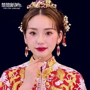 YADORNOS 1 Set Aksesoris Jepit Rambut Hanfu Phoenix Coronet Untuk Hiasan Kepala Pengantin