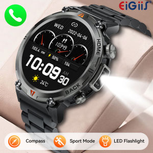 EIGIIS KE3 With steel ring Smart Watch 3ATM Waterproof Outdoor Smartwatch With LED Flashlight Rugged Sports Fitness Activity