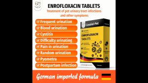 【CASSIEL-PET】Enrofloxacin For HematuriadysuriaNasal DischargeFeverSkin swellingVomitingdiarrhea For Dogs & Cats 1 TABLET Loose Pack