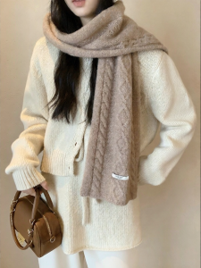 Warm Thick Wool Blend Scarf Knitted Neck Wrap