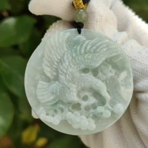 Guardian Eagle Duo – Five Elements in Jadeite Certified Pair (SZ20046580/SZ20046581 Sku: pendant409)