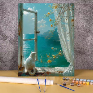Paint By Numbers Pictures For Adults On Canvas Window Seascape Coloring Drawing Oil Paintings By Number For Bedroom Home Decor
