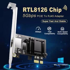 KEBIDU | 5Gbps Pcie to RJ45 Network Card Realtek 8126 100Mbps/1G/2.5G/5G RJ45 Interface Gigabit Ethernet PCI Express X1 X4 X8 X16 Adapter