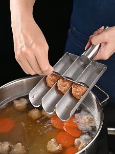 Alat Cetak Pembuat Bakso Stainless Steel Cetakan Pentol Bakso Meat Ball Maker Anti Lengket 3 Baris