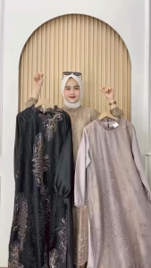 Ameella Dress Velvet Premium Mix Full Brukat Baju Gamis Brukat Mewah Terbaru 2026 Warna Burgandy Mewah Elegan Size S M L XL XXL Dress Kondangan Pesta Lebaran Viral